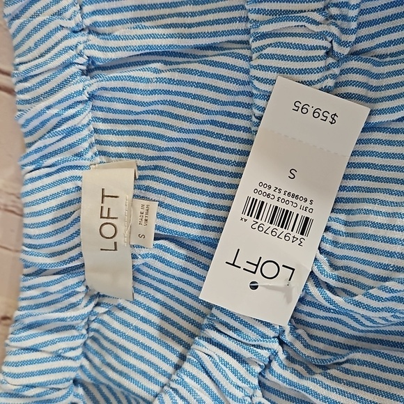 Loft Striped One Shoulder Linen Blend Blouse Size Small NWT - Picture 5 of 6